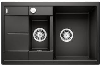 BLANCO METRA 6 S Compact | Granitspüle aus SILGRANIT schwarz | Einbauart: Einbau von Oben | reversibel | für 60 cm breite Unterschränke | Großes Becken | Reinigungsfreundliche Öberfläche