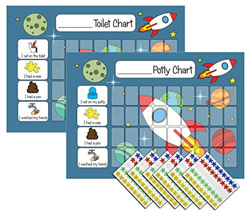 Potty Training Reward Chart for Boys Girls Toddlers - Space Themed - Potty & Toilet Twin Pack with 270 Star Reward Stickers