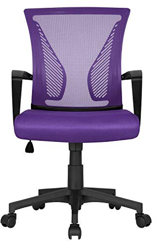 Yaheetech Purple Office Chair Executive Computer Chair Adjustable Desk Chair Study Chair with Comfortable Armrest and Thick Padded Seat for Home Work