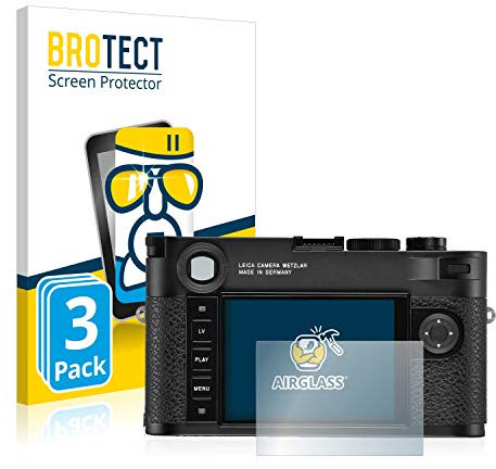 BROTECT 3 Stück Schutzglas für Leica M10-R Schutzfolie Panzer Folie Glas Displayschutz Made in Germany [Kratzfest 9H, Anti-Fingerprint,Transparent]