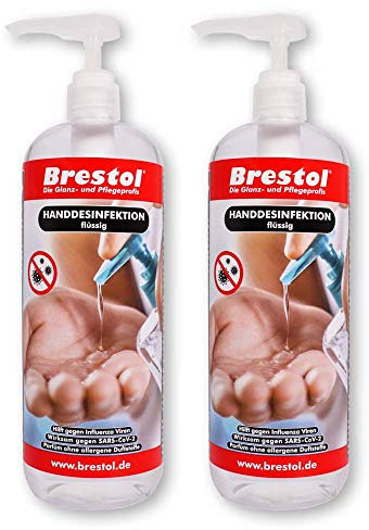 HANDDESINFEKTION Liquid 2x 1000 ml + 2x Dosierpumpe Desinfektionsmittel für Hand Haut Hände Desinfektion Händedesinfektion Desinfektionsflüssigkeit Flüssigdesinfektion Oberflächendesinfektion