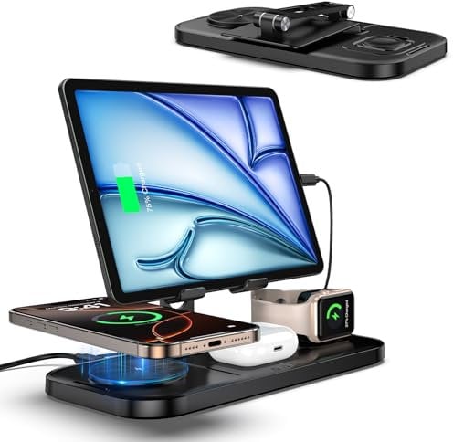 Wireless Charging Station for Apple Multiple Devices, Wired Charger for iPad Charging Station, Wireless Charger for iPhone 15/14 Pro Max/13, AirP od Pro 3/2, Watch Charger for Apple Watch 9/Ultra/8