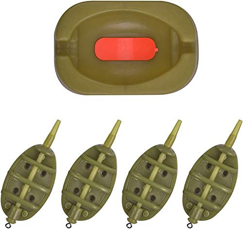 ANCLLO Inline Method Feeder Set Karpfenangeln Tackle 4 Inline Method Feeders mit 1 Gummiform Karpfenangeln Zubehör