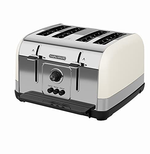 Morphy Richards Venture Cream 4 Slice Toaster - Defrost Setting - High Lift Feature - 240132