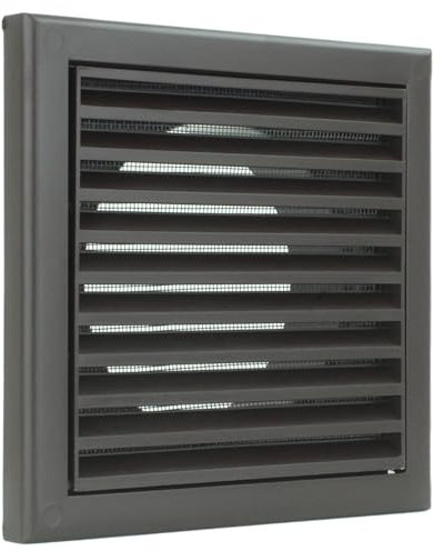 Vents 4 inch Brown Extractor Ventilation Louvered Mesh Grill for Roof Soffit Fascia Mounting - 100 mm Square AC Ducting Vent Grille with Fly Mesh for Ceiling Air Conditioning Wall Fan Hose Cover