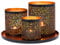 Marrakesch Orientalische Deko Set -4- Geschenke für Frauen und Männer | Tablett Serviertablett rund rutschfest 3X Teelichthalter | Moderne Aesthetic Deko Wohnzimmer Badezimmer Wohnung Dekoration