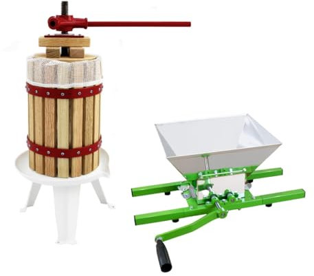 KuKoo Obstmühle Beerenmühle Fruchtmühle Häcksler und 6 Liter - Obstpresse Beerenpresse Weinpresse Fruchtpresse Saftpresse im SET