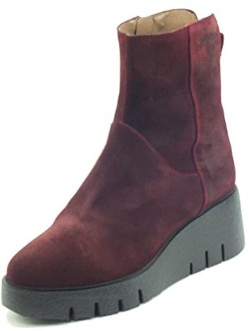 Wonders E-6232 Trend Vino Tronchetti accollati per Donna in Nabuk Zeppa Alta (Taglia 36)