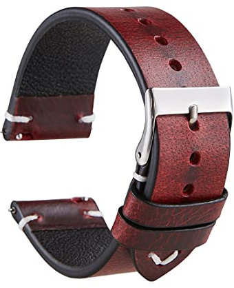 Tyogeephy Cuir Montre Bande - Cuir huilé One-Piece Bracelet pour hommes et femmes - Choix de couleur et largeur - 18mm, 20mm, 22mm