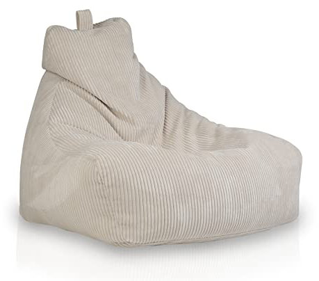 Ecopuf Keiko | Sitzsack Cord Sessel Größe M 100x80x85Cm Mit Füllung | Indoor Beanbag aus Velvet | Sitzsäcke für relaxtes Sitzen & Liegen | Sitzsack Sessel mit Griff und Kissen