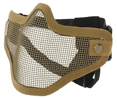 Máscara Rejilla Completa de protección Facial para Airsoft. Protección contra Impactos de Bolas de 6 mm y Superior. Ajustable, Goma elástica y Color Tan o Coyote Brown