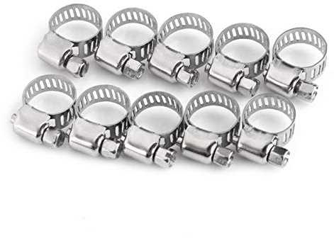 Zur Befestigung: 10 Edelstahl Schlauchschellen in 4 Größen, Schraubklemmen für Schläuche an Armaturen, Wasserrohre, Autoreparatur, Garten, 8 mm Bandbreite