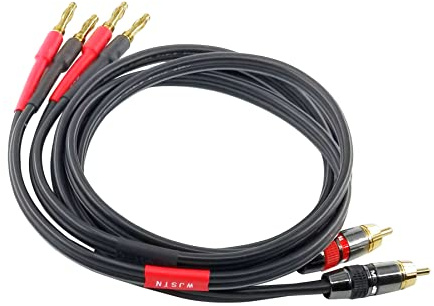 WJSTN RCA to Banana Plug Speaker Cable Banana Plug to RCA Phono Speaker Wire Adapter Cables 12AWG Cables,2Pack (1FT)