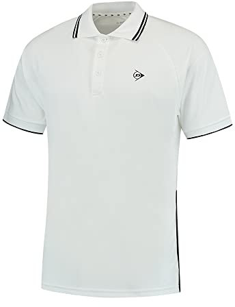 DUNLOP Herren Club Polo, Sport Tennis Polo Hemd T-Shirt, Weiß/Schwarz