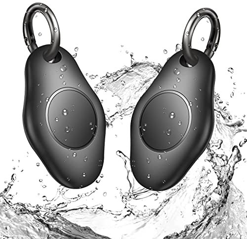 HonShoop Airtag Schutzhülle für Apple AirTag wasserdichte Anti-Verlust AirTag Hülle für Katzen Hunde Halsbänder mit Schlüsselanhänger (Schwarz-2P)