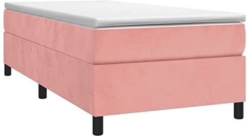 vidaXL Boxspringbettgestell, Polsterbett Bett für Schlafzimmer, Bettrahmen mit Lattenrost Stützbeinen, Schlafzimmerbett Einzelbett, Rosa 90x200cm Samt