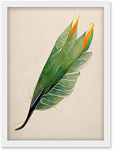 Wee Blue Coo Tropical Bird of Paradise Leaf Botanical Illustration Artwork Framed Wall Art Print A4