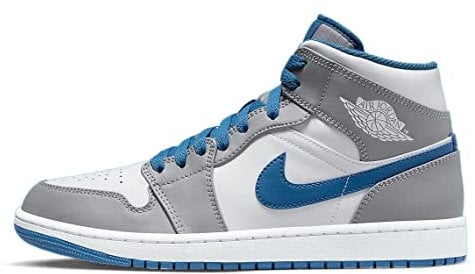 Nike Men's Air Jordan 1 Mid Sneaker, Cement Grey/White-true Blue, 12