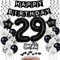 Schwarz Weiß Luftballons 29. Geburtstag Dekoration,Geburtstagsdeko 29 Jahre mann frauen Tortendeko 29 Geburtstag Ballons 29. mann Happy Birthday 29 Jahre männer deko 29