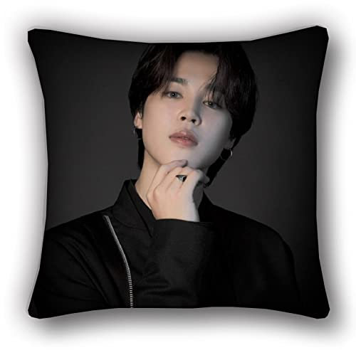 LOUJIN BTS Bangtan Boys Jimin V Suga Jungkook doppelseitiger Leinen-Kissenbezug, dekorativ, quadratisch, 45 x 45 cm, schwarz, K-Pop, Auto-Thema, Heimdekoration