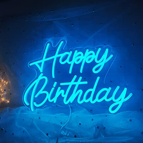 Happy Birthday Neon Zeichen Wiederverwendbare Eis Blau LED Nachtlicht Nacht Geburtstag Party Dekoration USB Operation Dekoration Wand Dekoration 5V, 16.5 * 11