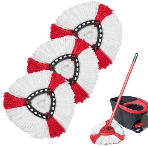 GFRED 3 Piezas Cabezas de Fregona de Repuesto Compatible con Vileda EasyWring y Clean Turbo 2 en 1 Repuesto para Fregona Microfibra de Recambio Apto para Todo Tipo de Suelos (Rojo)