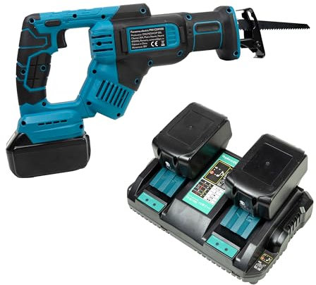 Leistungsstarkes Säbelsägen-Set PNI CSW100 mit 4 Klingen im Lieferumfang enthalten und Dual-Ladegerät, 2 Akkus PNI DCH218 18V 5Ah