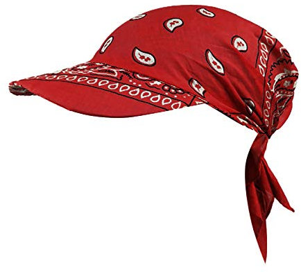Damen Bandana mit Schirm Haarband Sommer Sonnenhut Kopftuch Visor Strand Cap Bandana Sonnenschutz Mütze Rot Einheitsgröße