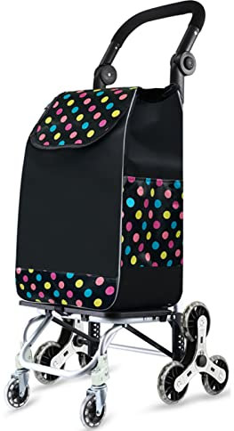Generic Carrello per la spesa pieghevole leggero con telaio in alluminio e 8 ruote per salire le scale - Borsa rimovibile inclusa nell'acquisto