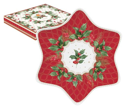 Easy Life Plato en forma de estrella D22,5 cm, de porcelana en caja de regalo Christmás Berries