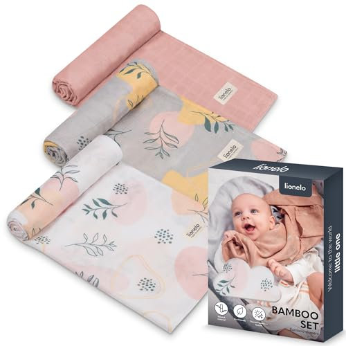 lionelo Muslin Cloths For Baby BAMBOO SET 3 Muslin Squares 70x70cm Baby essentials for Newborn, Pleasant 100% Natural Bamboo Cotton, hypoallergenic, antibacterial, absorbs moisture & Odors