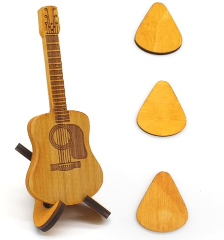 JDBlissful Plektren Gitarre Holz Plektrumbox für Akustikgitarre Gitarrenplektren-Halter mit 3 Einzigartige Gitarrenplektren für Akustik e Bass Gitarren Ukulelen Liebhaber Zum Jahrestag und Geburtstag
