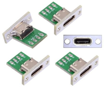 chenyang 5 Pack USB C DIY Connector 24Pin Female Socket Port Repair Replacement Solder Adapter with Panel Mount Screw Hole