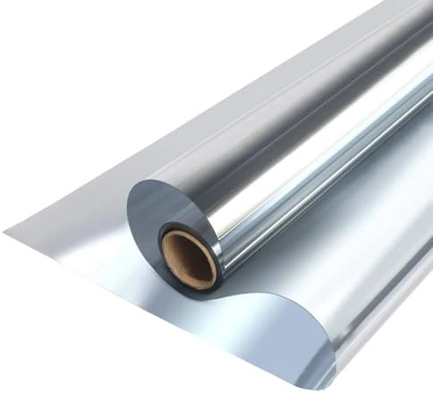 MOCNT Film Fenetre sans Tain Film Miroir pour Fenêtre Anti Regard Film Autocollant de Protection Solaire Film Teinte de Vitre Adhésif Privée Film Argent 70cmX400cm