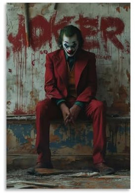 XFPOBH Joker Klassisches Filmposter auf Leinwand, Gemälde, Wandkunst, Bild, Heimdekoration, Druck für Schlafzimmer, Wohnzimmer, 30 x 45 cm, ungerahmter Stil