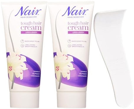 2x Niar Tough Hair Removal Cream 200ml with 1x Scraper - Ideal for Intimate Use, For Women & Men