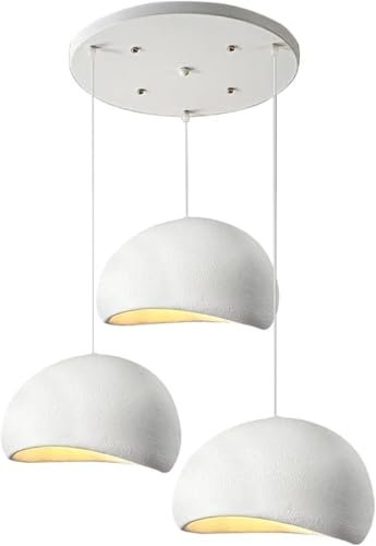 CNMKLM 3-Flammig Pendelleuchte Wabi-Sabi Esszimmer Hängelampe E27 Sockel Moderne Hängeleuchte Weißer Polyethylen Pendellampe Höhenverstellbar Kronleuchter für Wohnbereich Esstisch Kücheninsel