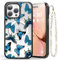 pcgaga Magnetic Case for iPhone 15 Pro Max 6.7 with Magsafe, Cute Embossed Pattern Hard PC Back Cover & Slim TPU Bumper, Screen Protector & Pearl Beaded Phone Strap-360° Protection (Butterfly)