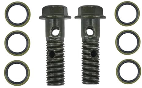 HRNJX Boulon Double Banjo chromé M10x1,25, vis Longue Compatible avec Le Tuyau d'étrier de Frein de Moto et l'huile de vidange du maître-Cylindre(M10 A 2 Piece)
