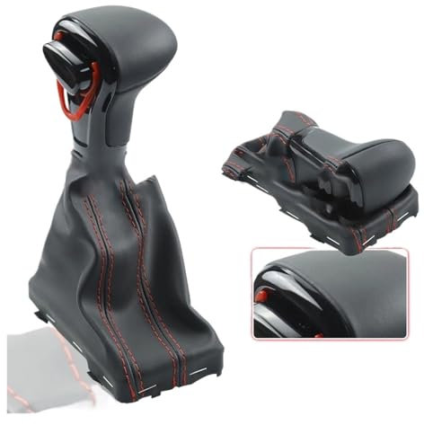 JVEIWAD Automatischer Automatischer Schaltknauf, Kompatibel Mit Audi A4 B8 A5 Q5 2010 2011 2012 2013 2014. Schaltknaufmanschette(Black-Red Line)