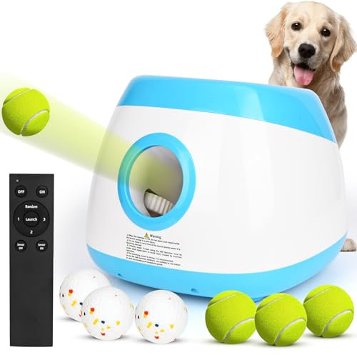 Rawhui Ballwurfmaschine Hund Automatisch Ballmaschine Interaktives Hundespielzeug Elektrisch mit 6 Stück Hundeball ballwerfer für Hunde Groß und Mittlere