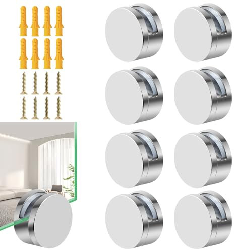 8 Pezzi Distanziali per Targhe, Fissaggio a Morsetto per Vetrate, Zinco Reggi Specchio Pubblicità Distanziatori di Vetro con Viti per Fissaggio Plexiglass, Cartelloni, Insegne, Poster In Vetro