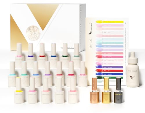 VENALISA UV Nagellack Set 18 Farben Glitzer Gelb Rosa Silber Lila Marine Grün Farbgel für Gelnägel Gellack Gel Polish Gelnägel für Nägel