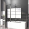Duschwand für Badewanne 150x140 cm 2-teilig Faltbar Gestreift Badewannenfaltwand mit Stabilisator und Festteil 6mm ESG Glas Nano Beschichtung Duschtrennwand,Schwarz