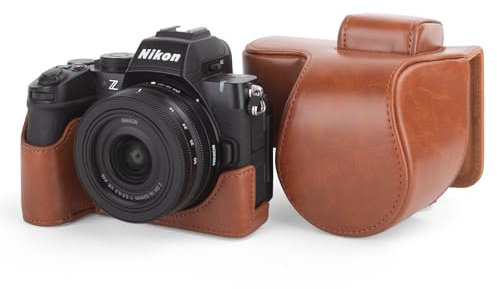 MUZIRI KINOKOO Case for Nikon Z50 II Camera with DX 16-50mm Lens, PU Leather Z50 II/Z50II Camera Protective Case - Removable Carrying Case with Shoulder Rest Strap & Small Rings - Brown