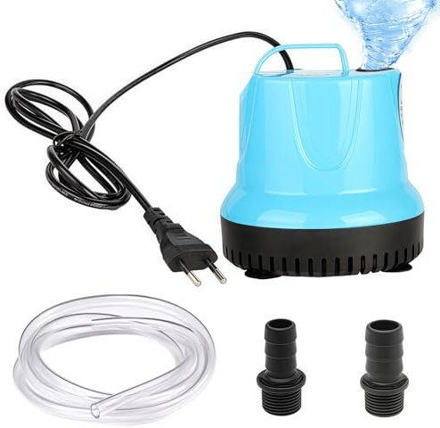 Sporgo 35W 1500L/H Mini Wasserpumpe: Ultra Leise Tauchpumpe Klein mit 3 Düse & 1,5 m Schlauch, Aquarium Pumpe Klein Springbrunnenpumpe für Aquarium, Garten, Brunnen, Teich(Blau)