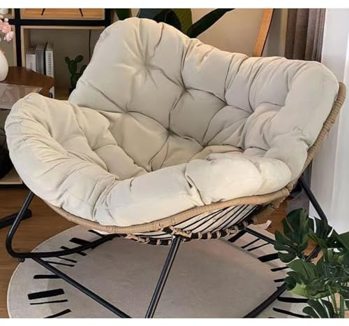 GAOBINGB Schaukelstuhl, Patio-Ei-Schaukelstuhl, Patio-Korb-Ei-Stuhl mit gepolstertem Kissen, Rattan-Korb-Loungesessel, großer bequemer Schaukelstuhl für Schlafzimmer, Wohnzimmer, Veranda, Garten, Be