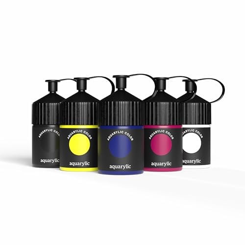 Aquarylic Color Künstlerfarbe - Starterset - Hochpigmentiert, Lichtecht - 5 x 120ml Flaschen inklusive PDF-Anleitung und Videokurs