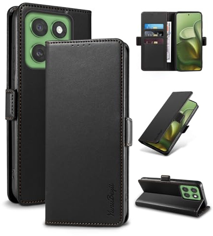 Yunubeyii Cover Libro per Motorola Moto Edge 60,Nero | Blocco RFID,Luxury PU Pelle,Portafoglio,Card Holder,Magnetic Phone Custodia,Kickstand,Protettiva,Antiurto