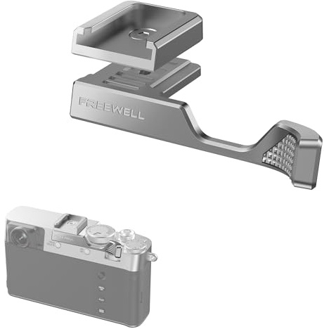 FREEWELL Thumb Grip for Fuji X100VI with Cold Shoe Mount (Silver)